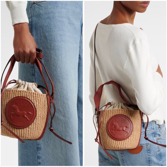 Chloe Beige Small Horse Medal Basket Bag - Picture 2 of 15